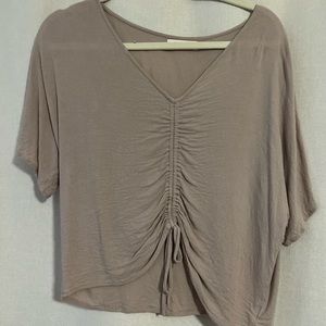 Neutral Linen Tie Up Blouse